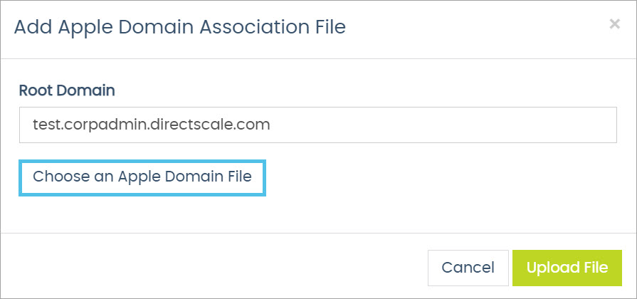 Choose an Apple Domain File button